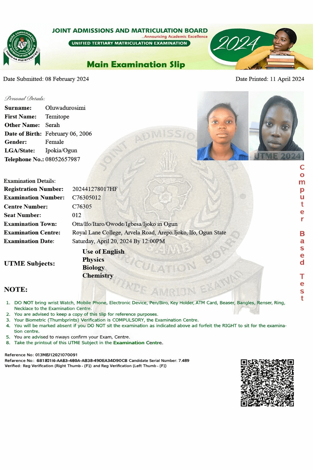 JAMB Result Printout (Coloured PDF) product image