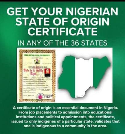 State of Origin / Certificate of Indigene product image
